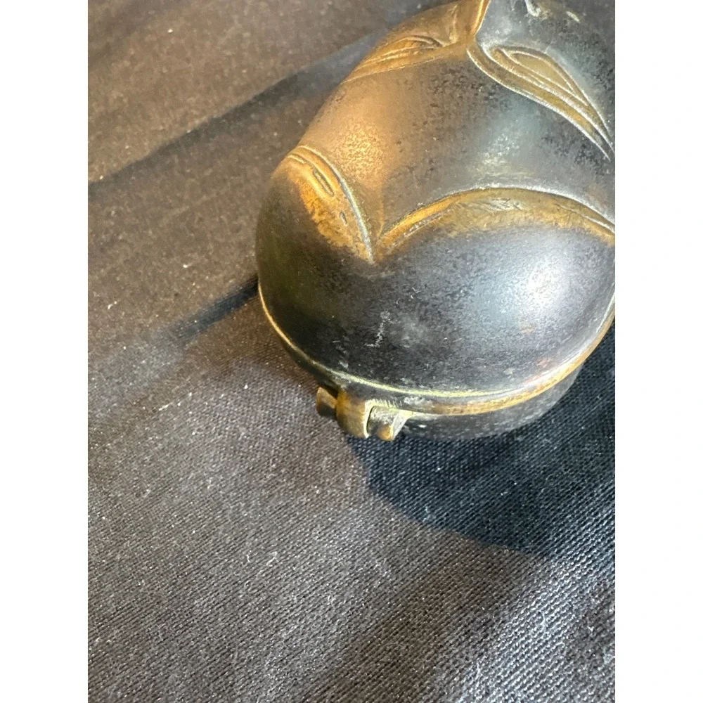 Vintage Face Hinged‎ Trinket Box Ornate Metal Keepsake Holder